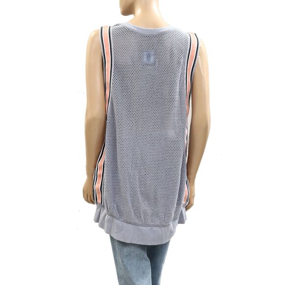 Free People FP Movement Coquette Tank Top Knit Mesh Striped Oversized L 284423 - Picture 9 of 11